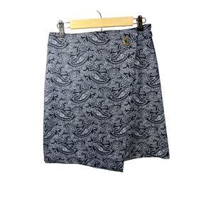 MICHAEL MICHAEL KORS Women’s Faux Wrap Paisley Print Skirt Blue/White Small